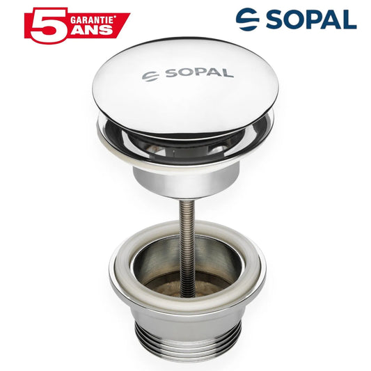 Bonde de Lavabo Clic-Clac Ronde Laiton SOPAL 1958A00 — Mécanisme Pratique Étanchéité Optimale Salle de Bain | SQES Tunisie
