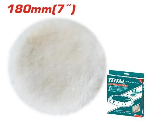 Bonnet de polissage peau de mouton TOTAL TAC721801 180mm – laine véritable, absorption vibrations, compatible ponceuses orbitales et meuleuses, bois métal peinture