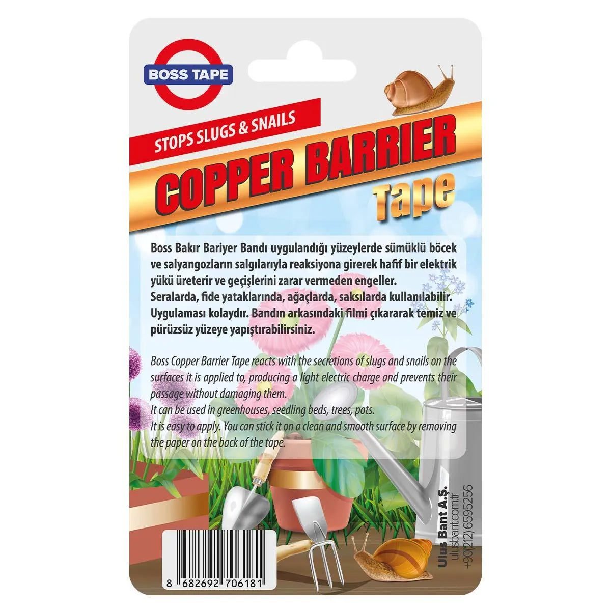 BOSS TAPE Ruban cuivre bloquant escargot et limaces 18mmx2m - SQES