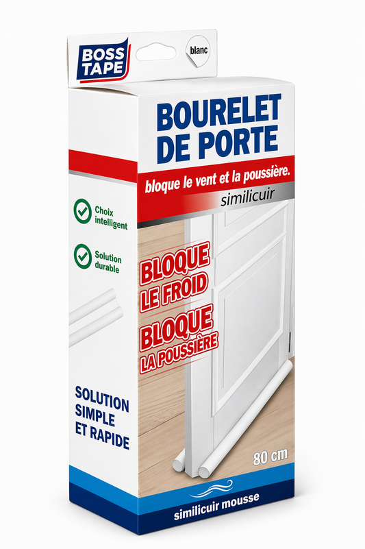 Boudin Porte BOSS TAPE Simili Cuir Blanc – Isolation Froid
