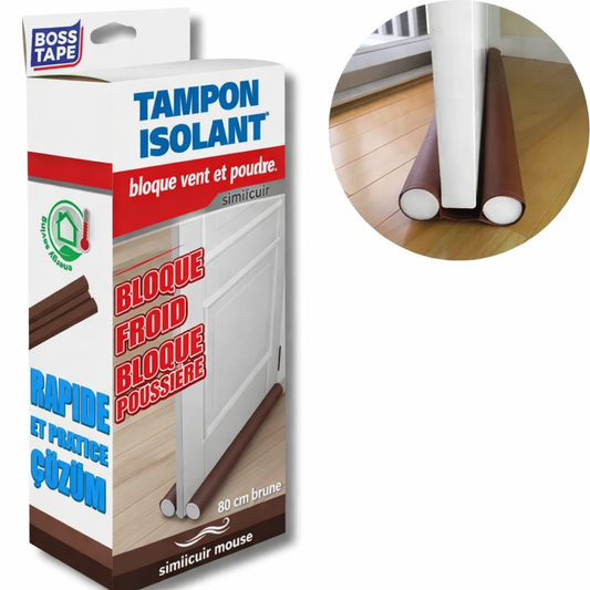 Boudin de porte Boss Tape simili cuir marron – double joint isolant thermique et phonique, anti-froid