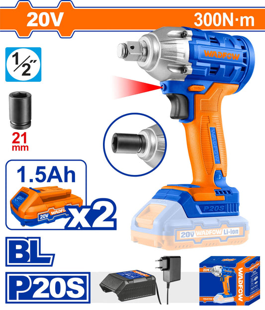 Boulonneuse Sans Fil WADFOW WCD1512 — 20V 1/2" 300Nm 2 Batteries Li-Ion Mécanique Auto Chantier Garage | SQES Tunisie
