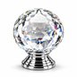 Bouton de meuble en cristal facetté transparent, socle chromé brillant, finition Chromé CP, référence 3560BT2 – SQES Tunisie