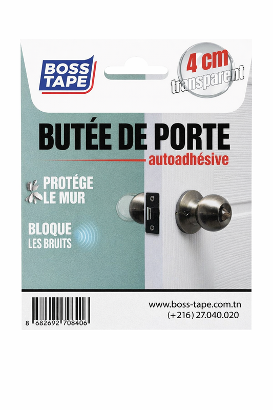 Butoir Porte BOSS TAPE Transparent 4cm – Protection Murs