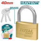Cadenas en laiton robuste TOTAL 40mm – anse acier trempé chromée, double boulonné, antirouille, 3 clés laiton