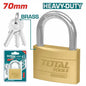 Cadenas en laiton robuste TOTAL 70mm – anse acier trempé chromée, double boulonné, antirouille, 3 clés laiton
