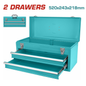 Caisse à outils portable TOTAL THPTC202 – 2 tiroirs 449x196x54mm, 520x218x243mm, 6,6kg, acier 0,8mm, loquets métalliques, poignée ergonomique
