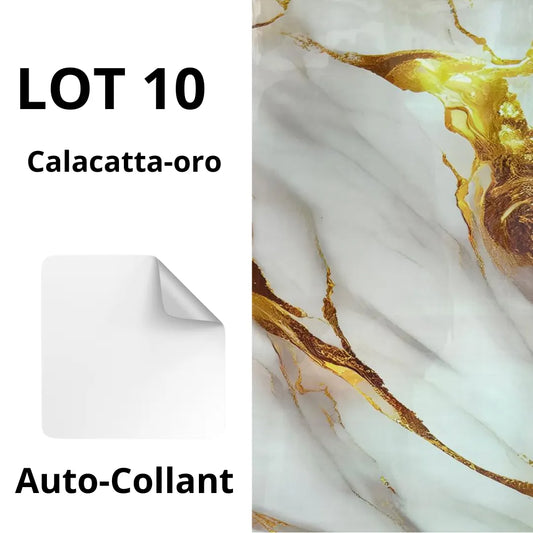 Panneaux muraux autocollants (10 pcs) - Carreaux Marbre CALACATTA ORO - 30cmx60cm بديل الرخام - SQES