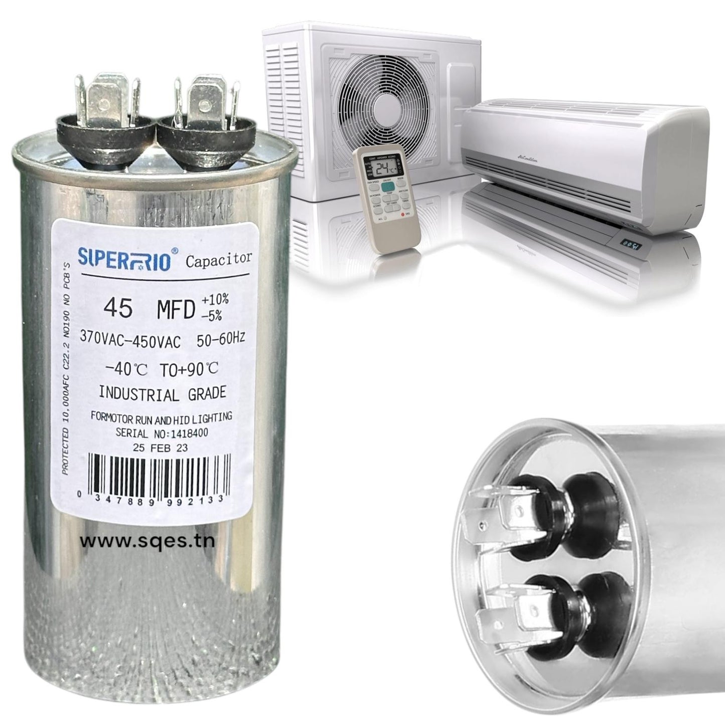 Condensateur Climatiseur - Capacité - 45 µF – 2 Bornes