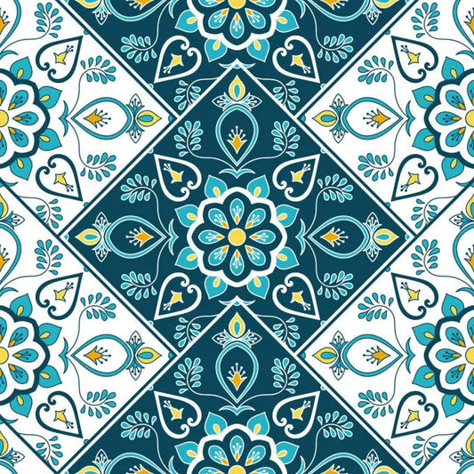 Carreau PVC autocollant Boss Tape flower mosaïque 30cm x 30cm – décoration florale cuisine, salle de bain et salon
