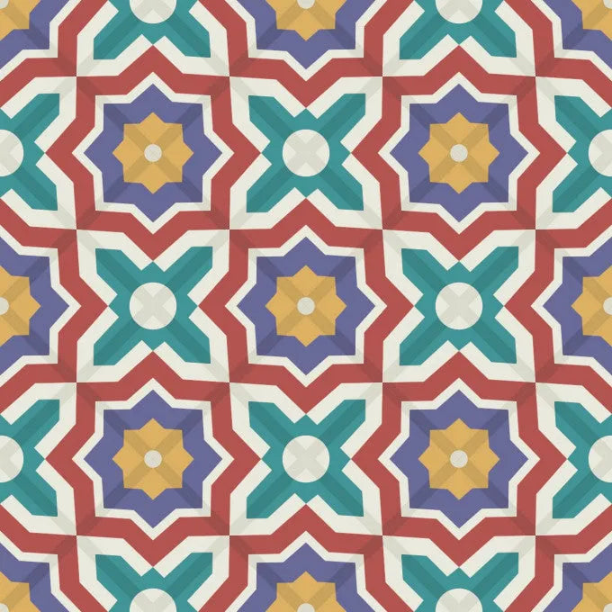 Carreau PVC autocollant Boss Tape motif marocain 30cm x 30cm – décoration zellige traditionnel salon et hammam

