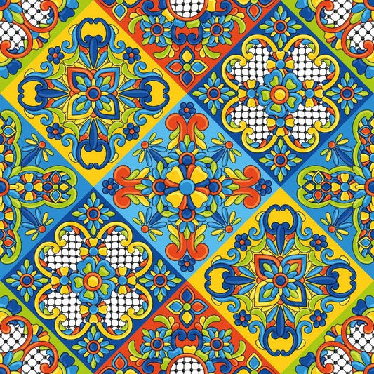 Carreau PVC autocollant Boss Tape Mexicain 30cm x 30cm – motifs traditionnels colorés, cuisine, restaurant et salon
