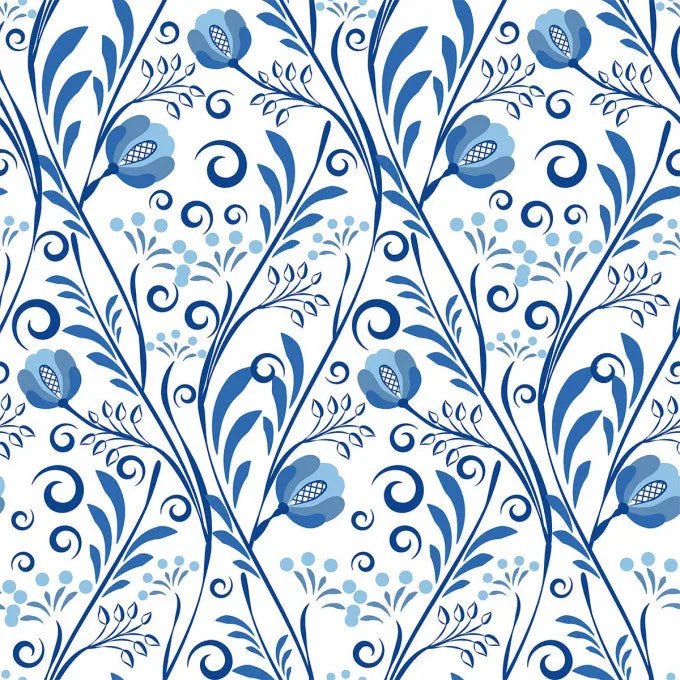 Carreau PVC autocollant Boss Tape Traditionnel Bleu 30cm x 30cm – motifs classiques bleus, cuisine, salle de bain et salon
