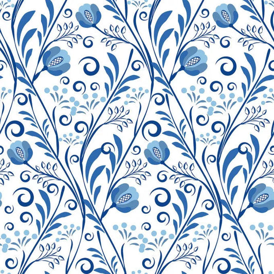 Carreau PVC autocollant Boss Tape Traditionnel Bleu 30cm x 30cm – motifs classiques bleus, cuisine, salle de bain et salon
