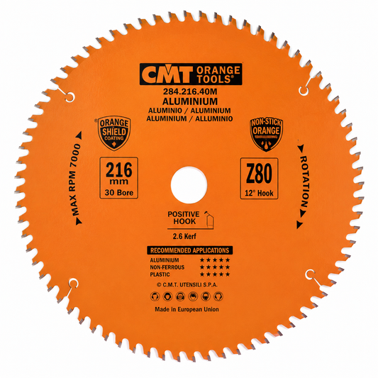 Disque Carbure Aluminium CMT 216 × 2,6 × 30 mm – 80 Dents