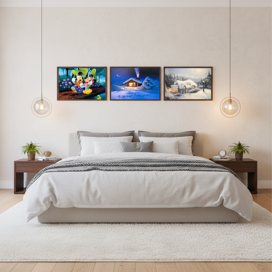 Chambre à coucher avec tableaux décoratifs