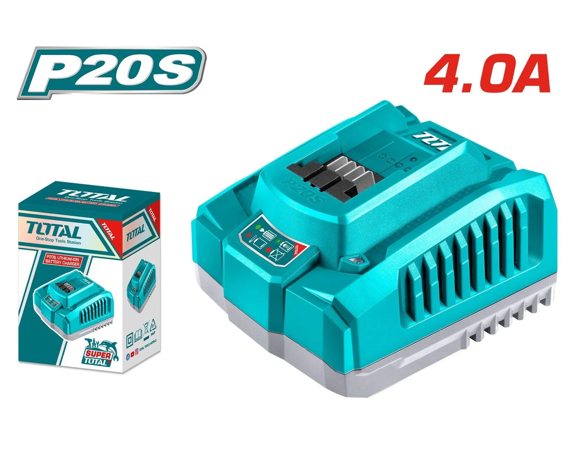 Chargeur rapide TOTAL TFCLI20411 20V 4,0A compatible tous outils TOTAL – SQES Tunisie
