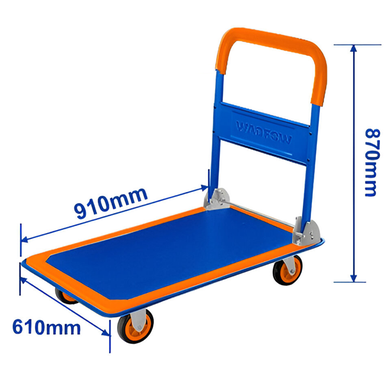 Chariot de manutention à plateau WADFOW WWB1330, capacité 300 kg, avec 4 roues pour le transport de cartons, d’outils et de matériel en atelier ou magasin | SQES Tunisie
