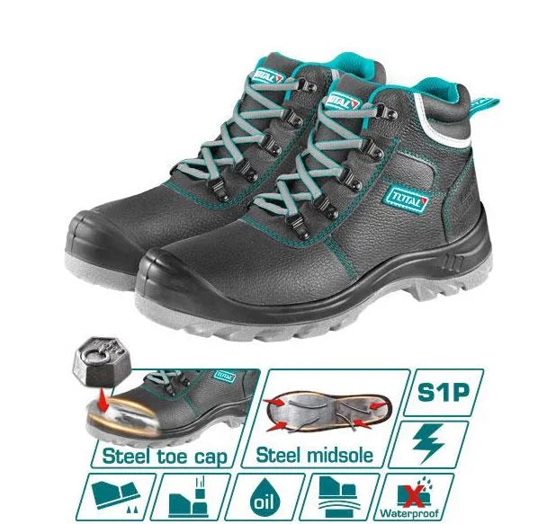 Chaussures de sécurité S1P TOTAL TSP202S – embout acier, semelle anti-perforation, cuir refendu, PU double densité, antistatique, pointures 40-45
