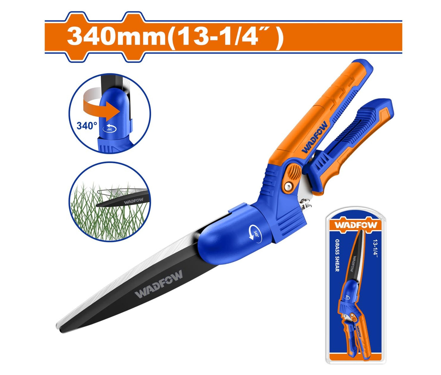 Cisaille à Gazon Manuelle WADFOW WPA2602 — 340mm Acier Trempé Ressort Ergonomique Bordures Pelouse | SQES Tunisie
