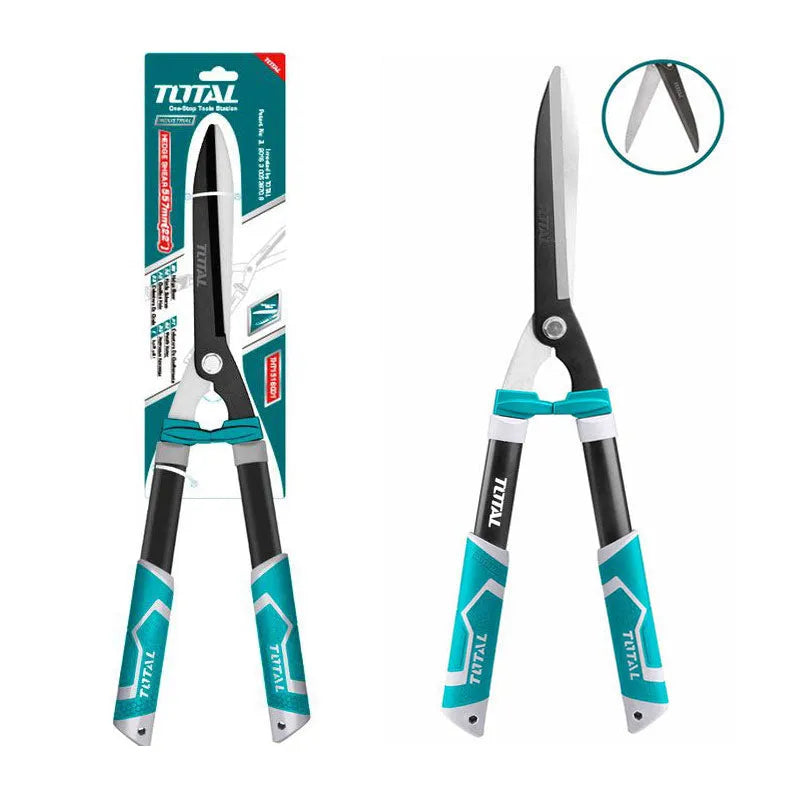 Cisaille à haie TOTAL THT1516001 557mm (22") – acier carbone trempé thermiquement, revêtement téflon, coupe 6mm, poignée ergonomique, jardin
