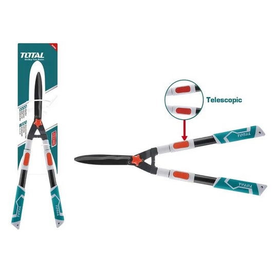 Cisaille à haie TOTAL THT1516201 550mm (22") – coupe 6mm, acier carbone traité thermiquement, revêtement téflon, poignée ergonomique
