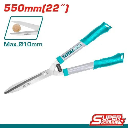 Cisaille à haie TOTAL THT1516201 550mm (22") – coupe 6mm, acier carbone traité thermiquement, revêtement téflon, poignée ergonomique
