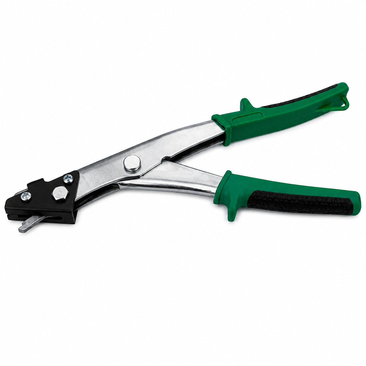 Cisaille à tôle manuelle NS-1 pour acier inox, acier galvanisé, cuivre, laiton, PVC et aluminium selon épaisseurs indiquées.