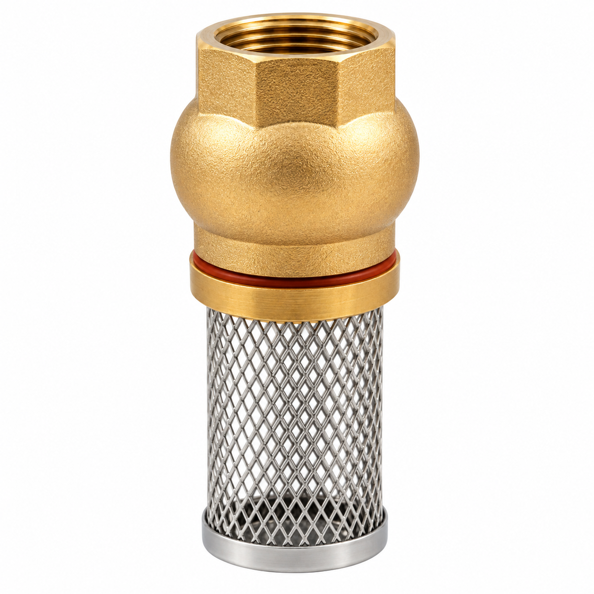 Clapet de pied ITAP Réf. 140 avec corps laiton, crépine inox 2400 µm et filetage ISO 228 pour pompes et conduites d'aspiration.