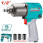 Clé à choc pneumatique TOTAL TAT40122 1/2" – 610Nm, 7000tr/min, double marteau, 3 douilles 17/19/21mm, connecteurs multi-types, 2,6kg
