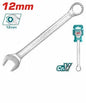Clé mixte TOTAL acier Cr-V chromé mat – double embout fourche & œil cranté, 12mm, mécanique bricolage plomberie
