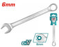 Clé mixte TOTAL acier Cr-V chromé mat – double embout fourche & œil cranté,  6mm, mécanique bricolage plomberie
