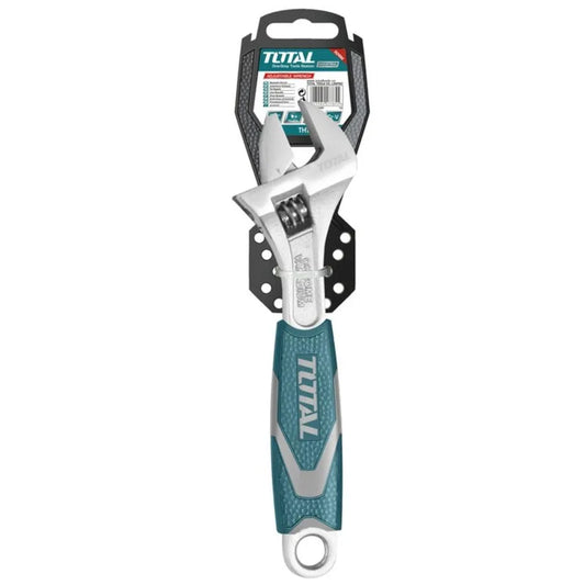 Clé à molette ajustable TOTAL – mâchoiresusinées précision, poignée confortable, 2 tailles 8" (200mm) THT101086 et 12" (300mm) THT101126
