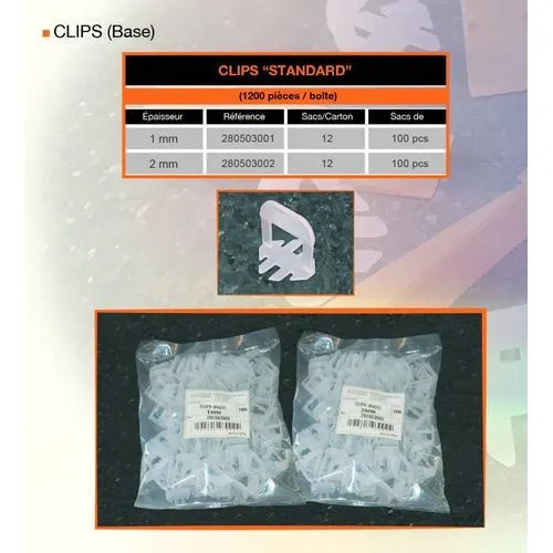 ACEMC Clips Bases - Croisillon Auto nivelant Pro - Sac 100pcs - - SQES
