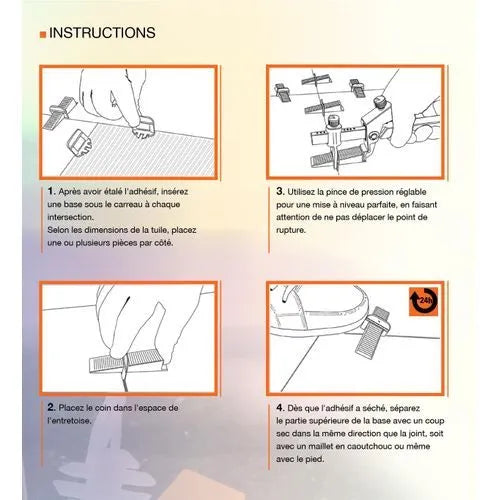 ACEMC Clips Bases - Croisillon Auto nivelant Pro - Sac 100pcs - - SQES
