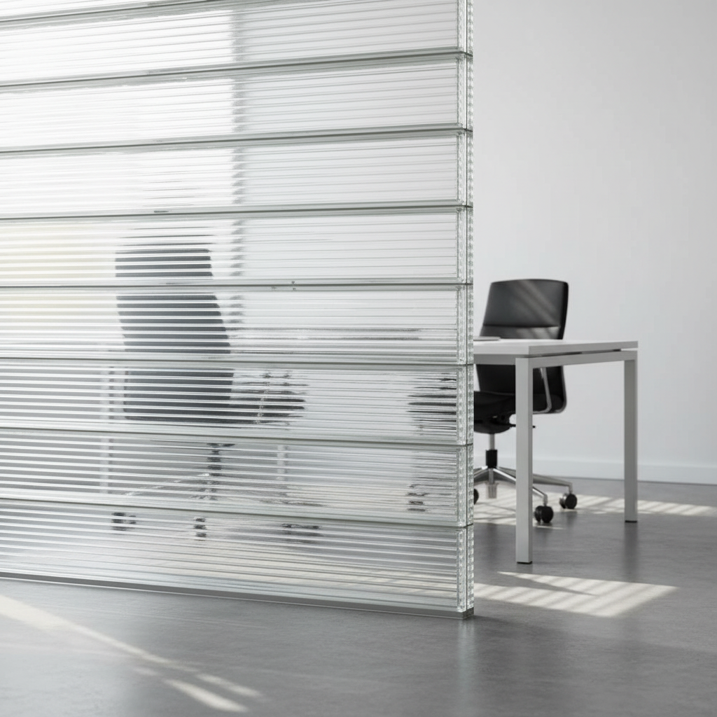 Cloison de briques de verre bureau