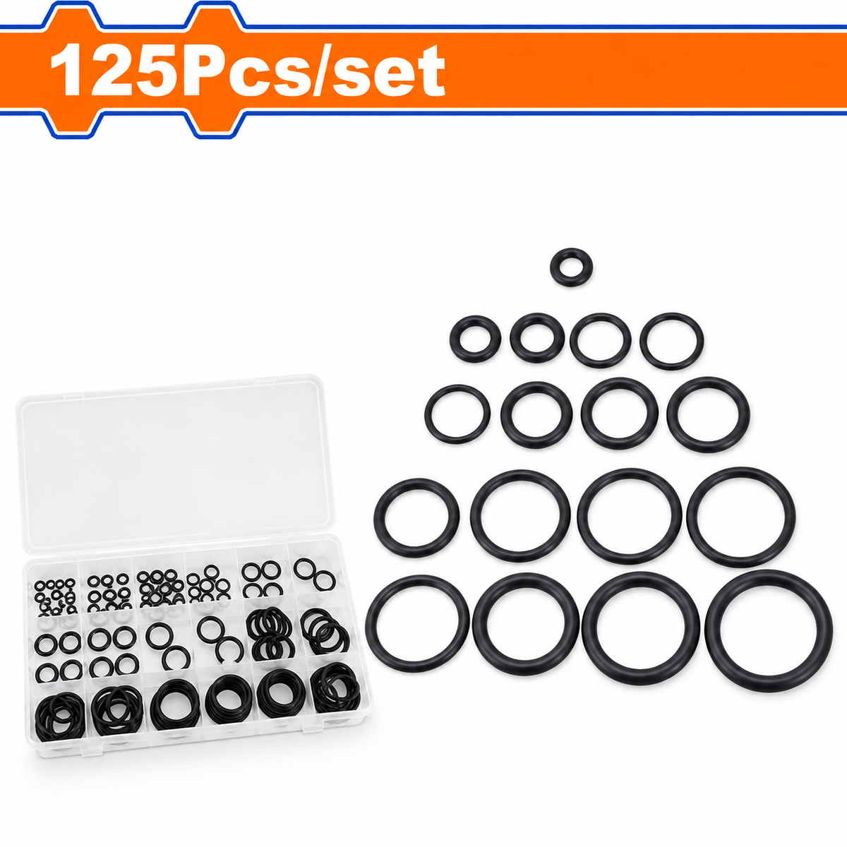Coffret WADFOW WJQ1B01 de 125 joints toriques NBR en 18 dimensions, boîte plastique de rangement pour entretien et réparations adaptés | SQES Tunisie
