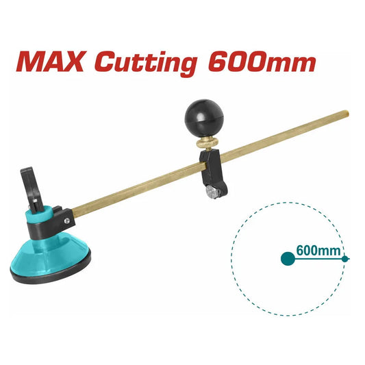 Compas coupe-verre TOTAL TGCT16001 60cm – pointe carbure de tungstène, pression réglable, coupes circulaires nettes pour vitrerie et artisanat
