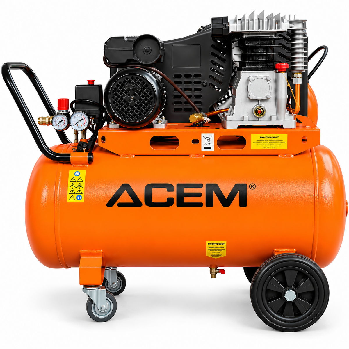 Compresseur d'air ACEM C101L avec réservoir 100 litres, moteur 2 HP et pression maximale 10 bar

