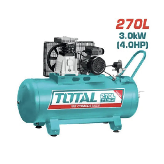 Compresseur d'Air TOTAL TC1403002E 270L 4CV 3kW 220V Monophasé 2 Cylindres Courroie 10 Bar — SQES Tunisie
