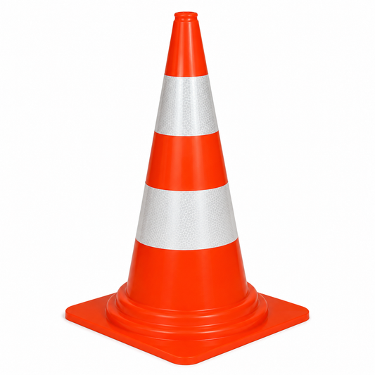 Cône de Signalisation PVC CEG – Modèles R23/32 et R30/50 – Balisage Chantier Délimitation Zone | SQES Tunisie

