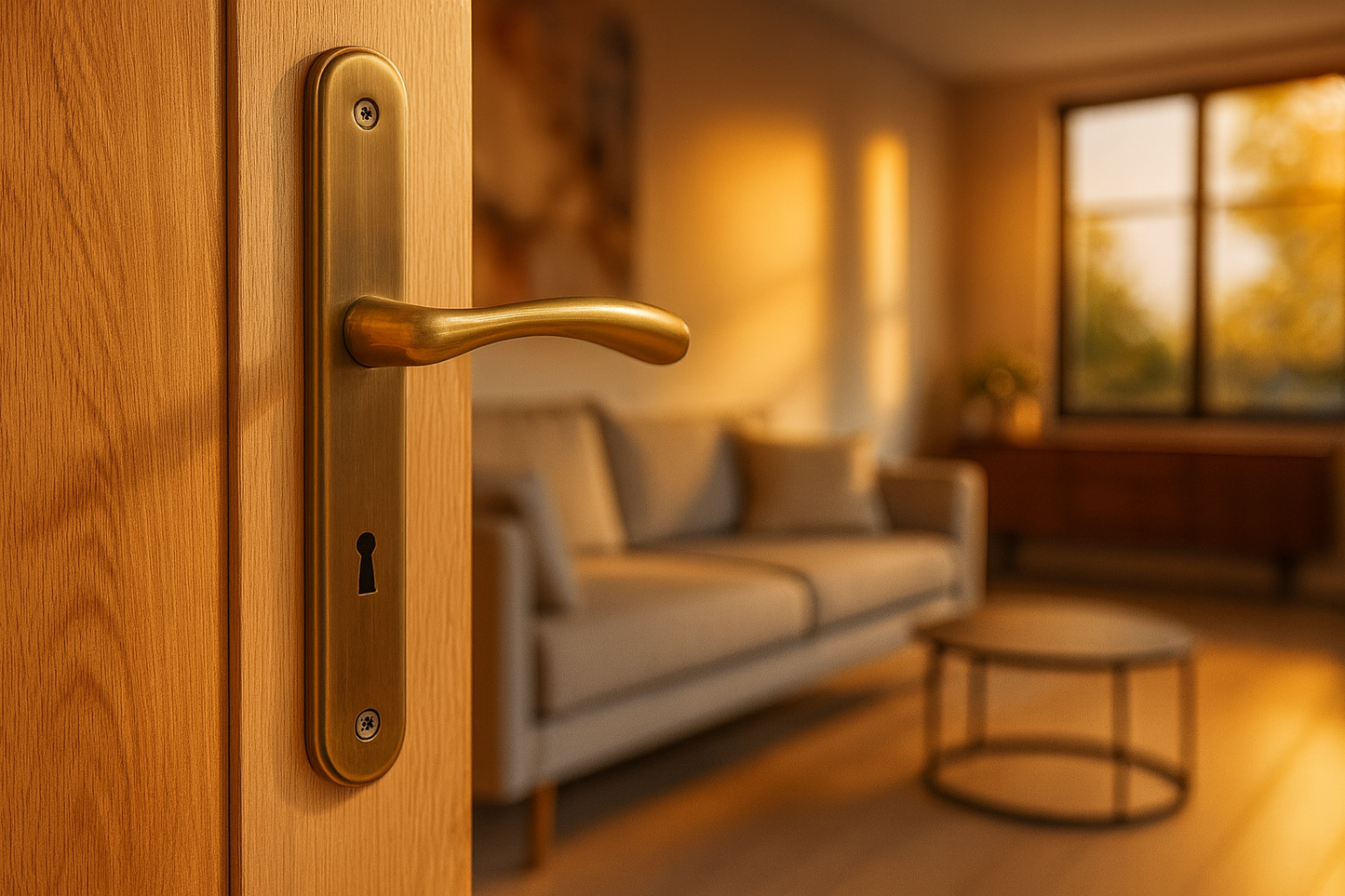 Contraste élégant bronze sur bois clair