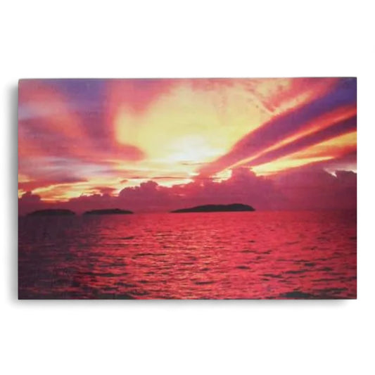Tableau Coucher de Soleil 50x70cm Lumineux LED Toile Textile Haute Qualité