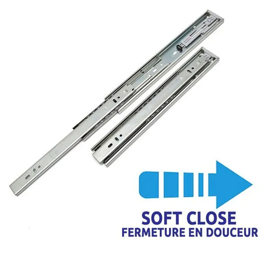 Coulisse à bille avec fermeture soft-close - Épaisseur 42 mm (Plusieurs dimensions disponibles) - SQES