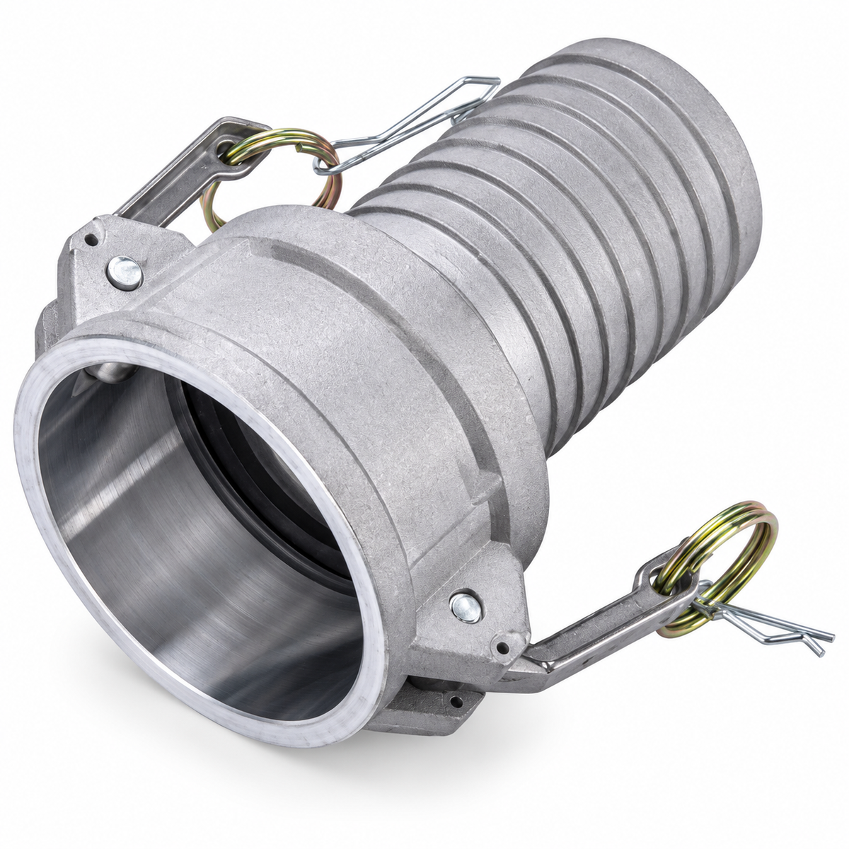Coupleur Camlock aluminium Type C femelle avec embout pour flexible, disponible en plusieurs dimensions chez SQES Tunisie.