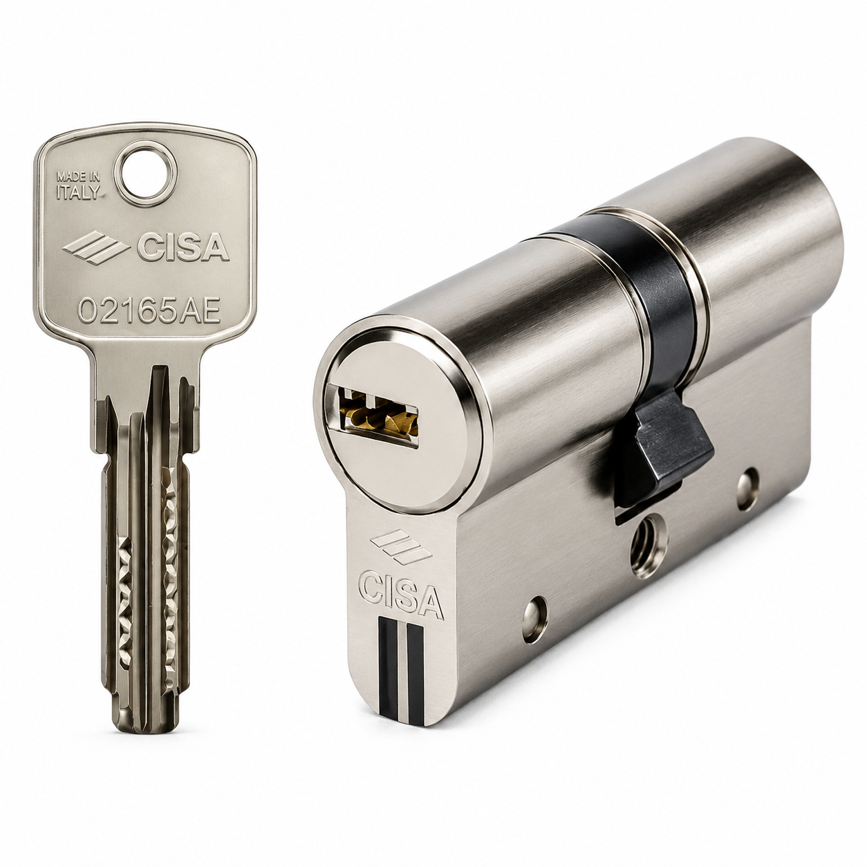 Cylindre CISA ASIX OE300 60 mm – Finition laiton 656AQ300 et nickelé 656AQ301 – 6 goupilles Profil européen | SQES Tunisie
