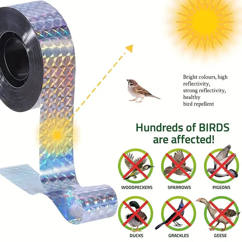 BOSS TAPE Ruban réfléchissant, Répulsif, Anti-Oiseaux 45mmx50m - SQES