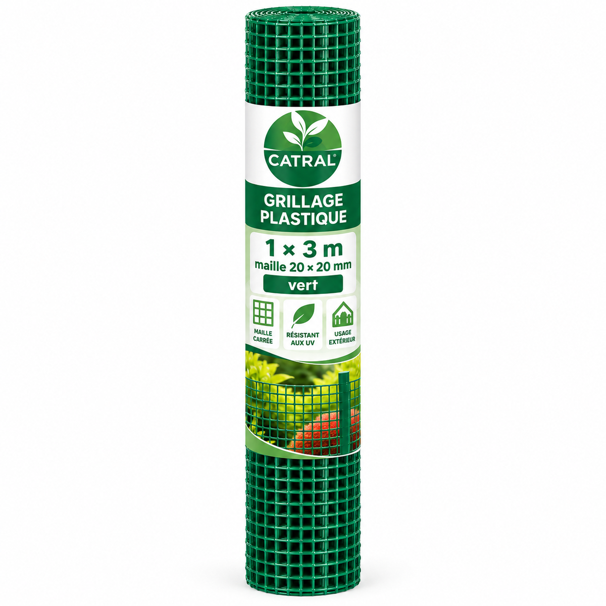 Grillage Plastique Carré CATRAL – Rouleau 1 × 3 m, Maille 20 × 20 mm