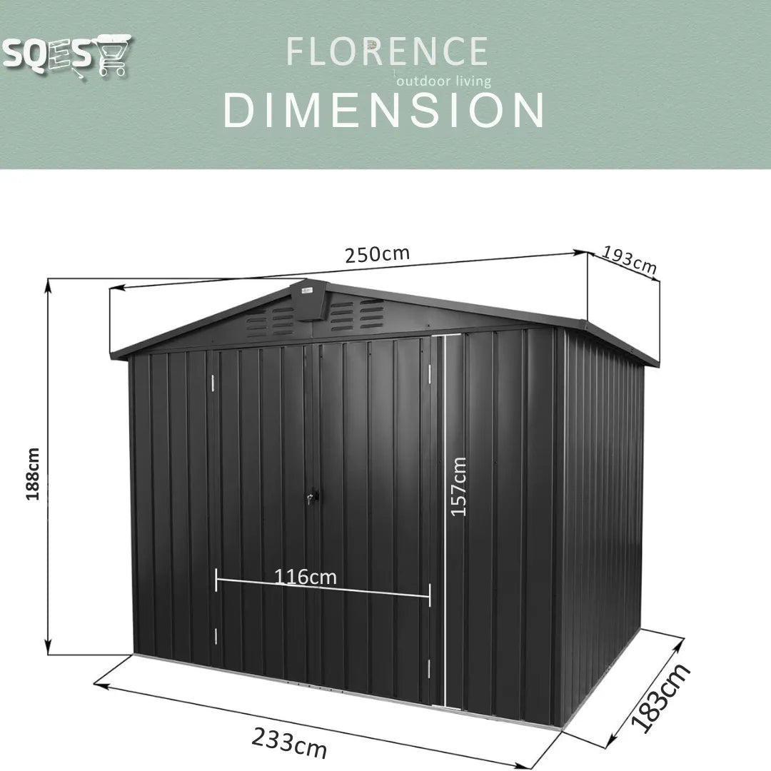 FLORENCE Abri de rangement d'extérieur métallique - SQES