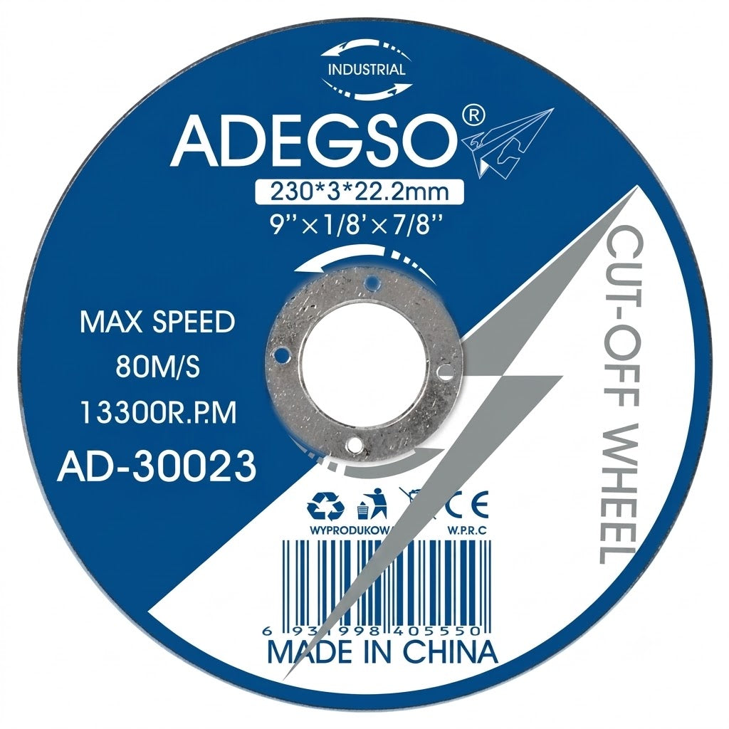 Disque de coupe inox 230 mm ADEGSO AD-30022 — Disque abrasif 230 × 2 × 22 mm pour meuleuse compatible | SQES Tunisie
